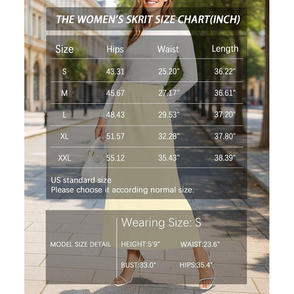 Women's Flowy Maxi Skirts Elastic High Waisted Cas Beige Yellow - lifestyle look